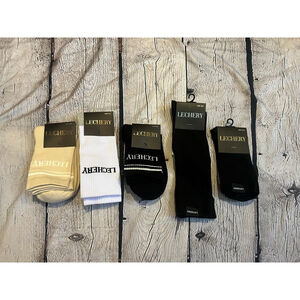 NEW Unisex LECHERY Standard One Size Socks - Black, White & Beige 5-Pack